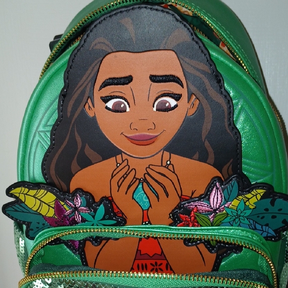 Disney Loungefly Moana Green Sequin Mini Backpack main image 11